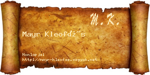 Mayr Kleofás névjegykártya